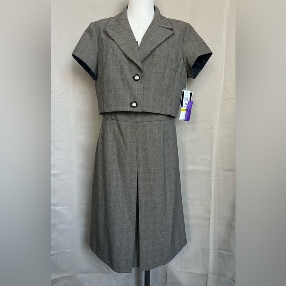NWT R&K Originals Women's Set Gray Dress W/ Matching Bolero Jacket Blazer - Picture 1 of 6